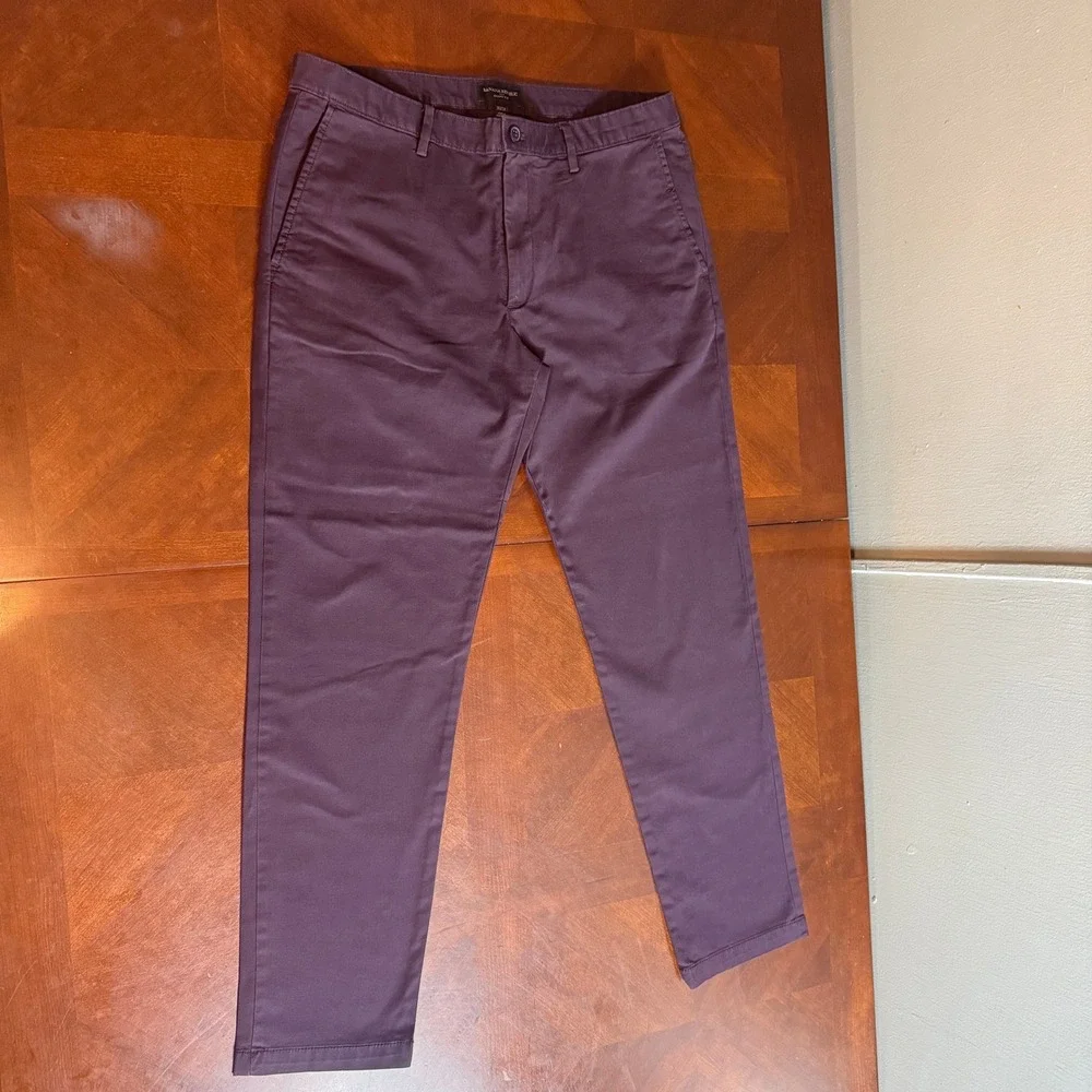 Banana Republic Mens Skinny Fit Chino Pants Purple 36x34 Stretch Cotton Twill